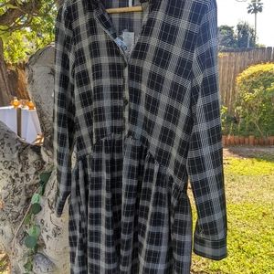 Checkered Shirt Dress in size S
